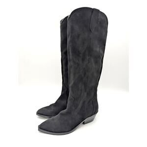 Dolce Vita Kit Knee High Cowboy Boots Side Zip Women's Black Size US8 EU38.5